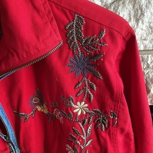 Koret City Blues flora embroidered jacket red sz small - Picture 10 of 10